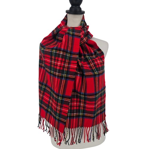 Cashmere plaid scarf red - cashmere,